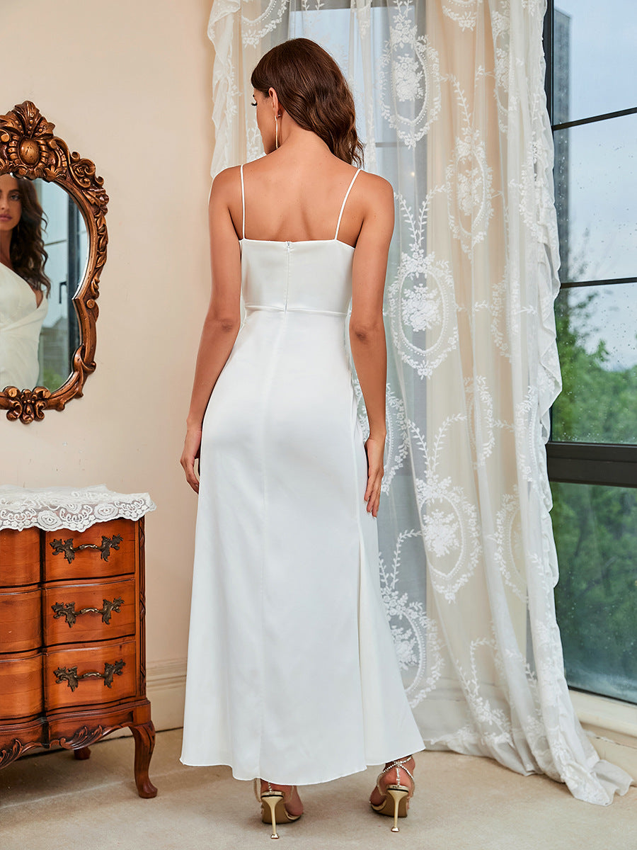 Halter Sleeveless V-neck Evening Dress