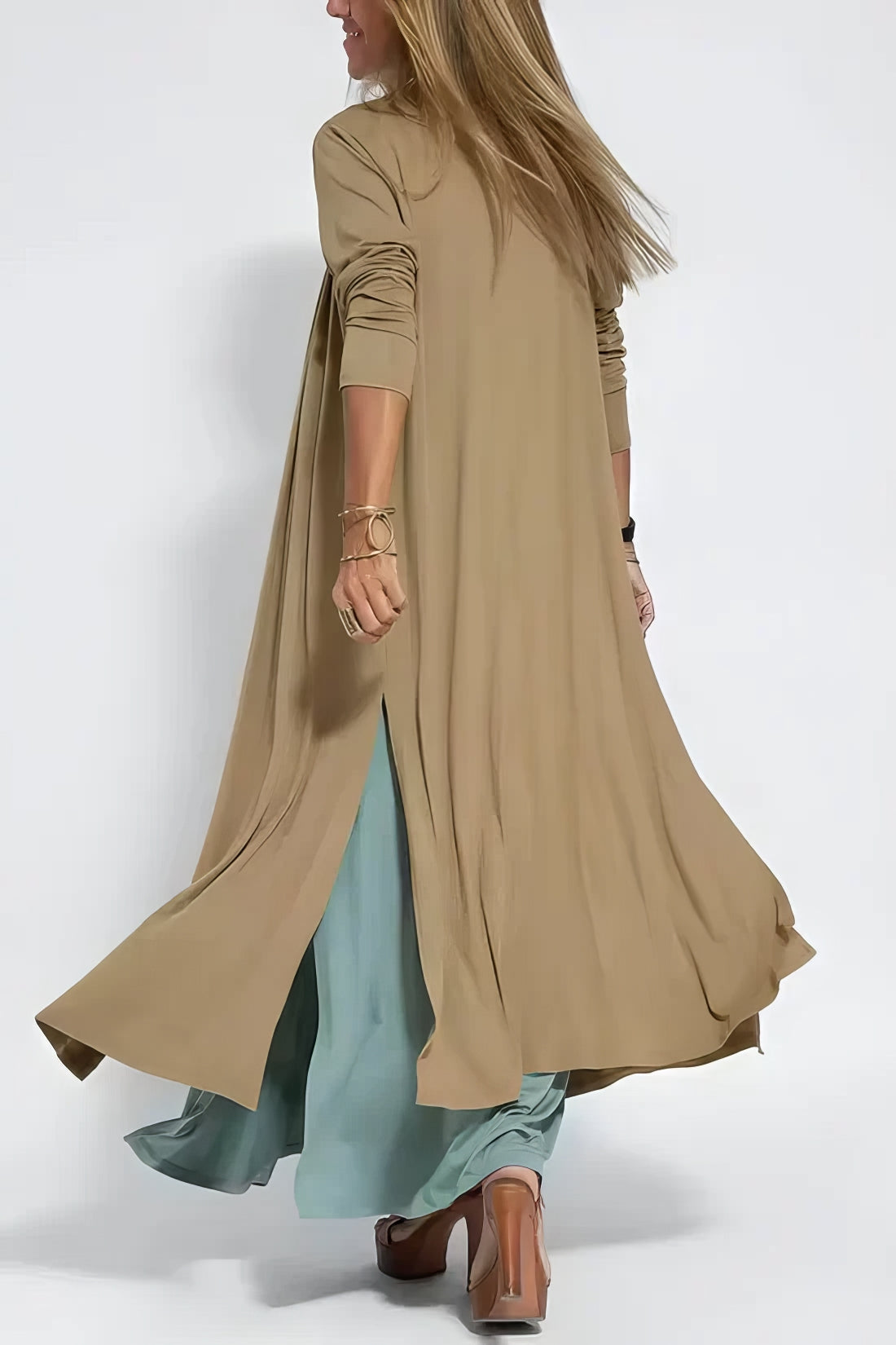 V-Neck Sleeveless Pleated Front Draped Relaxed Maxi Dress
