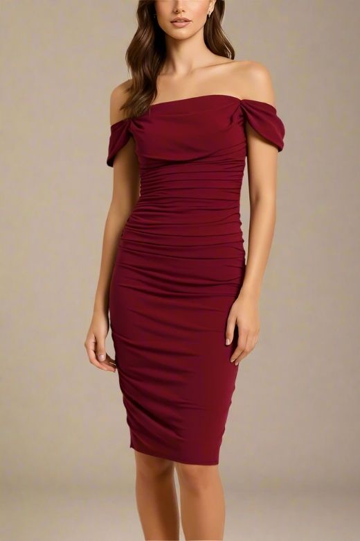 Zia Bodycon Wrap Dress - Red Wine (Sale)