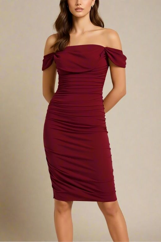 Zia Bodycon Wrap Dress - Red Wine (Sale)