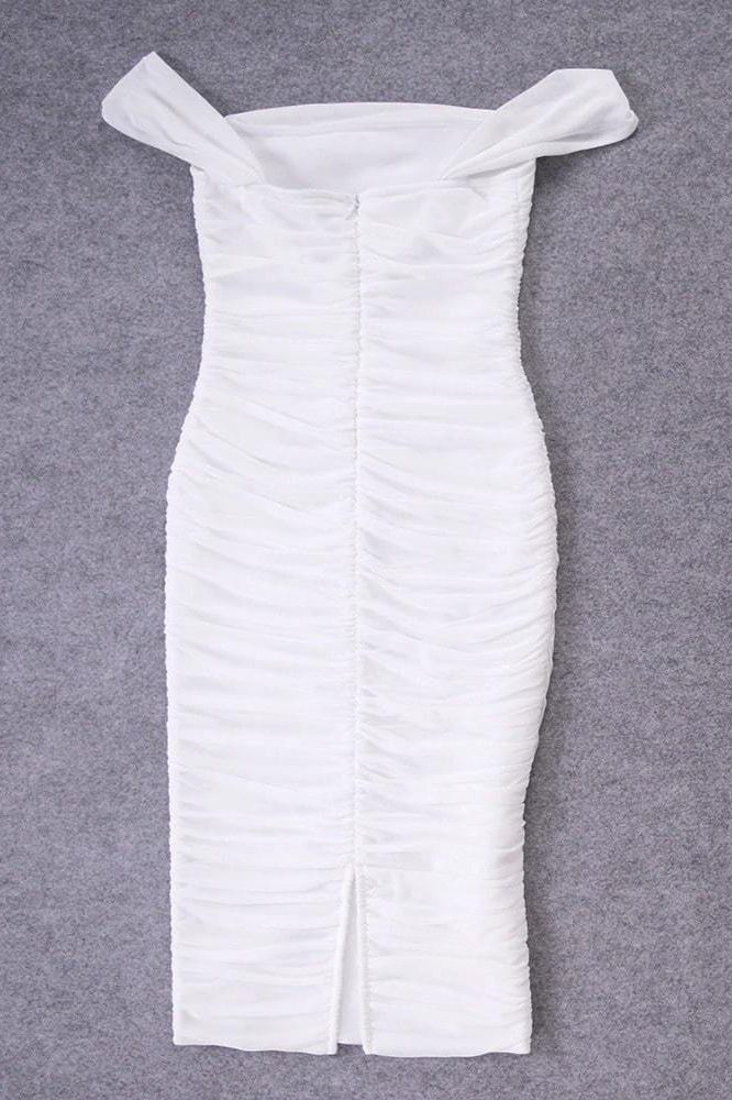 Zia Bodycon Wrap Dress - White Pearl (Sale)