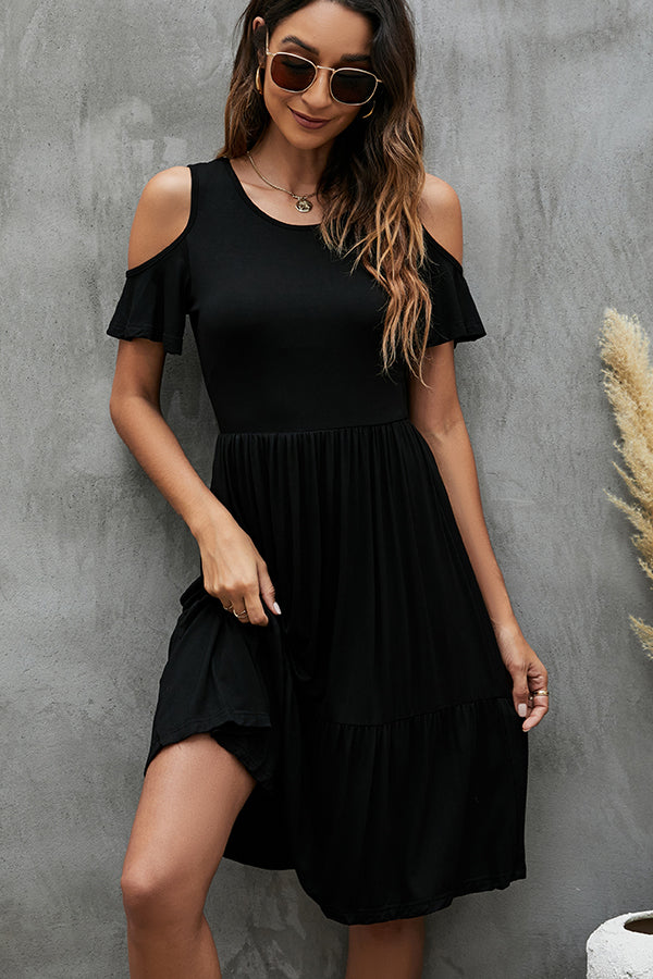 Dots Print Tie Trendy Waist Fashion Casual Dress S / Black