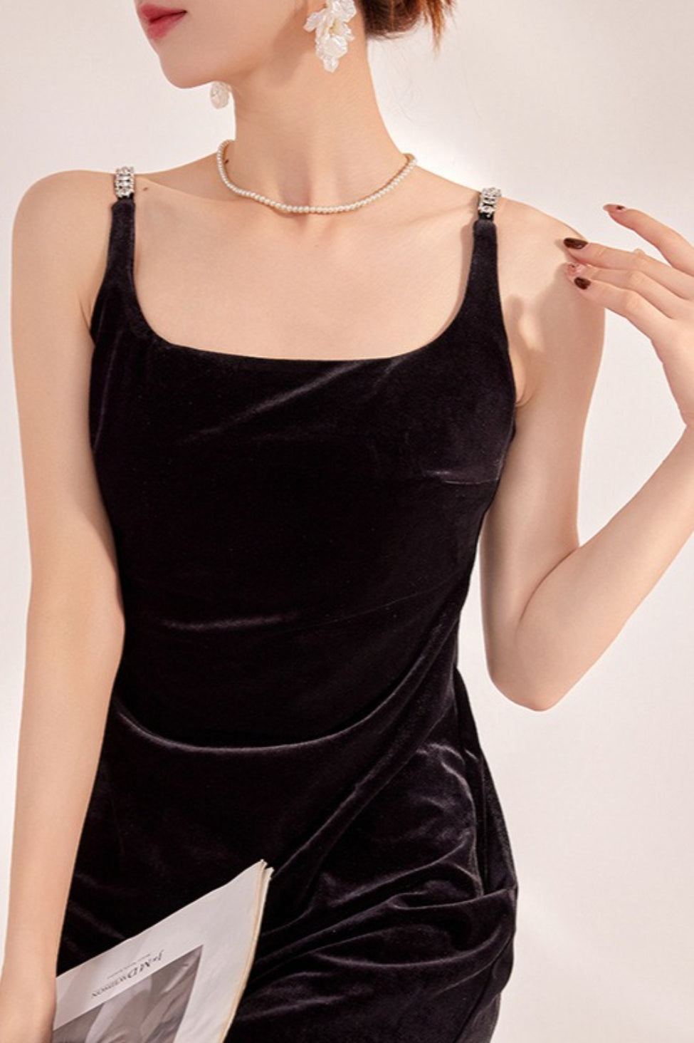 Black Velvet Strappy Backless Maxi Dress 6