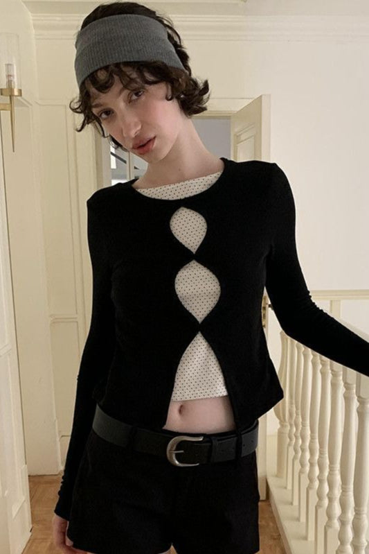 Romantic Cotton Cropped Long Sleeve Fitted Base Layer