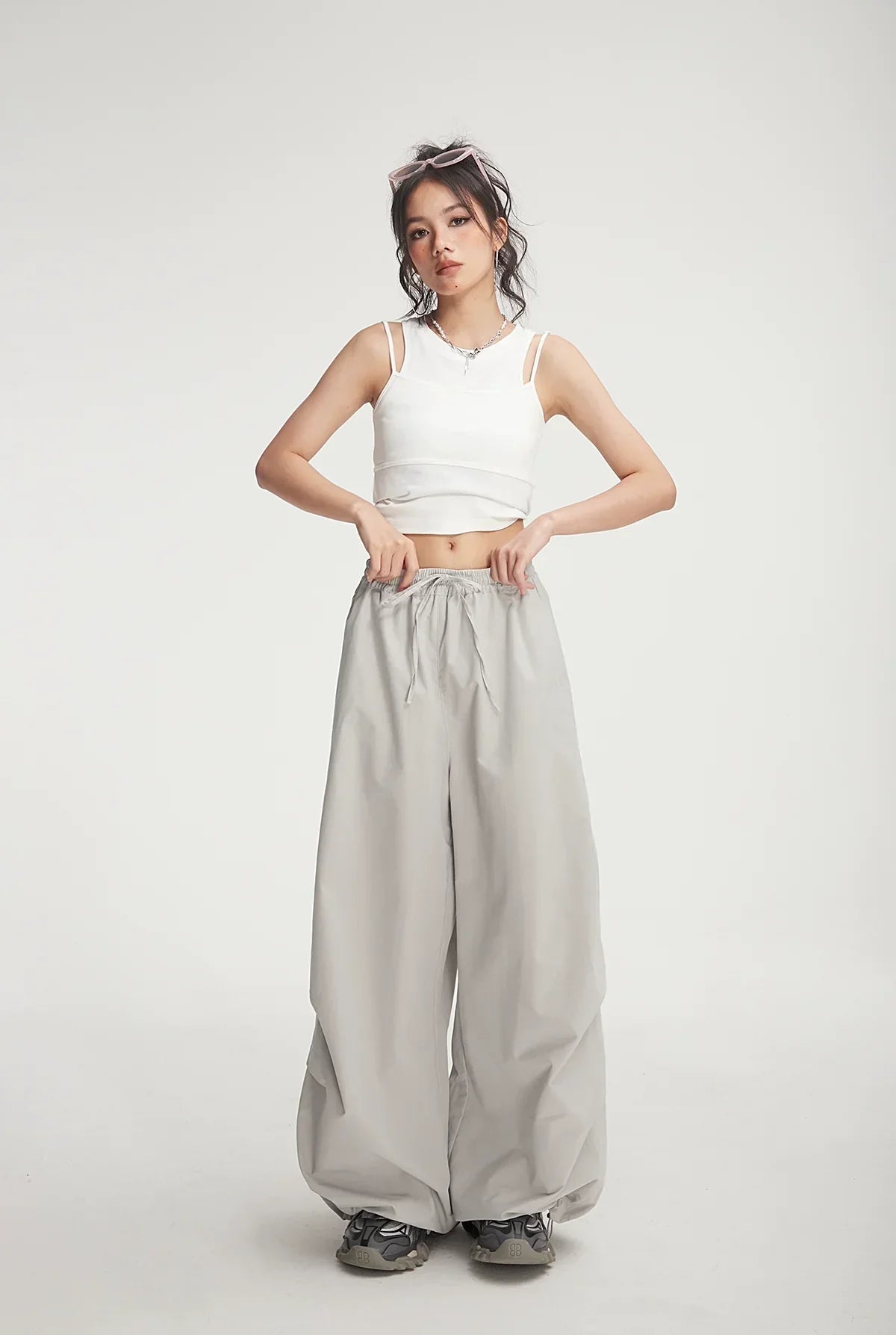 Balloon Drawstring Palazzo Pants