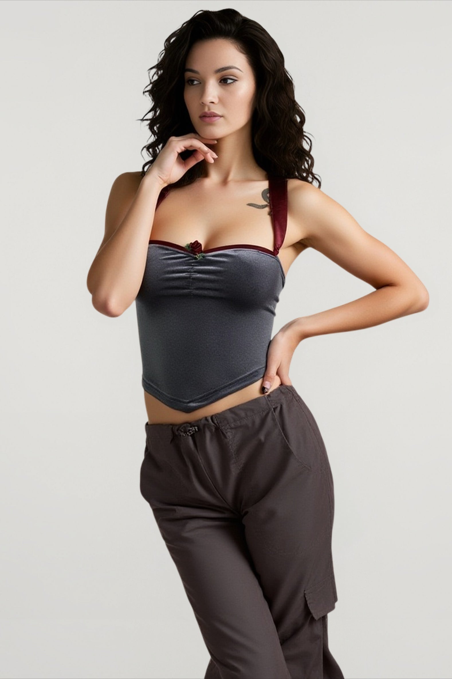 Tie strapless open back cami top