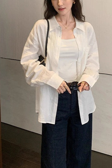 Linen Slim Fit Casual Blouse