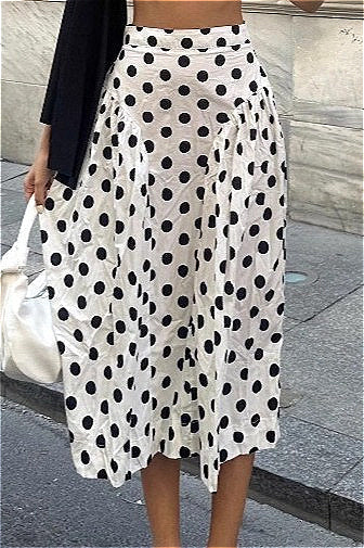 Polka Dot High Waist ALine Skirt