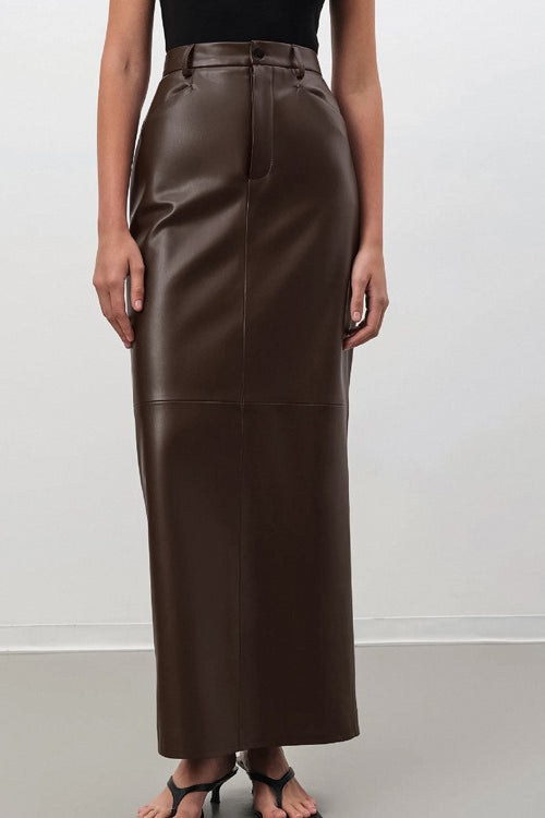 Retro PU Leather ALine Bodycon Skirt