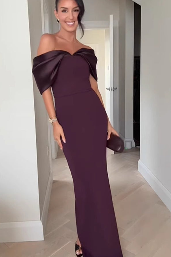 Off-Shoulder Slim Fitted Maxi Party Dress