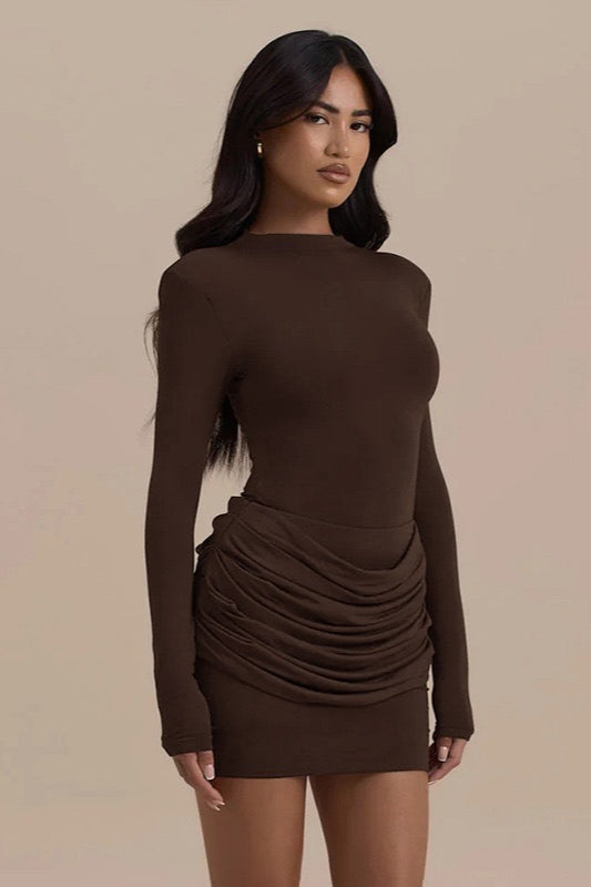 SlimFit Ruched Bardot Work Dress