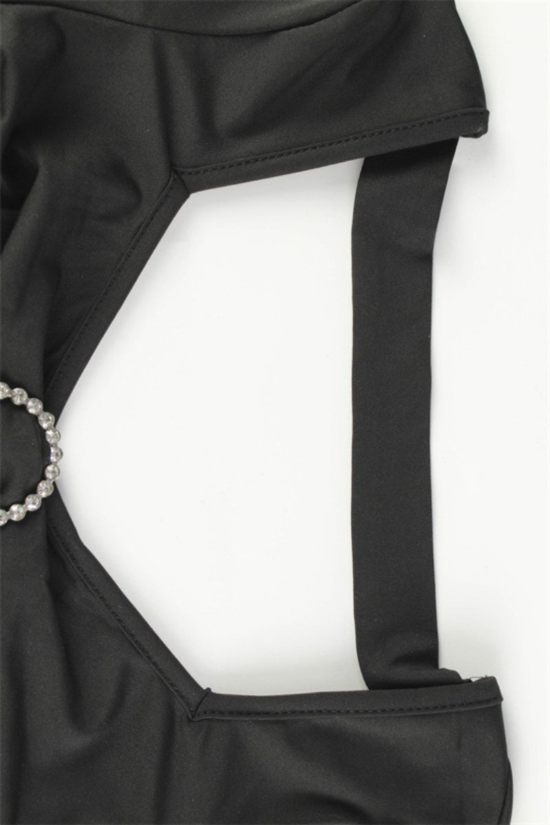 Corset Cut Out Top Rhinestone Detail Skirt Set