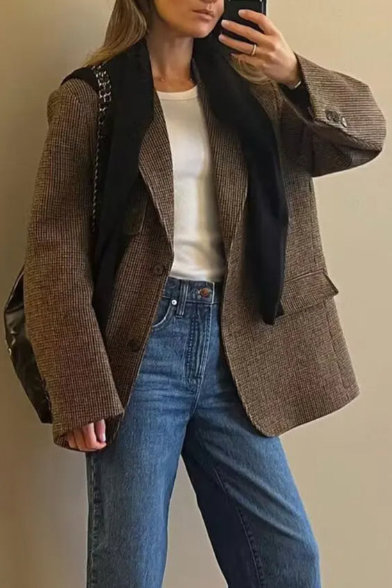 Houndstooth SingleBreasted Blazer