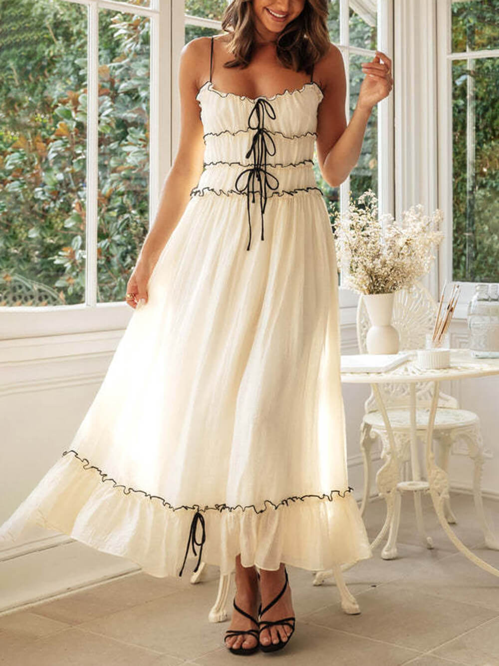 Elegant Off - Shoulder Strap Patchwork Dress