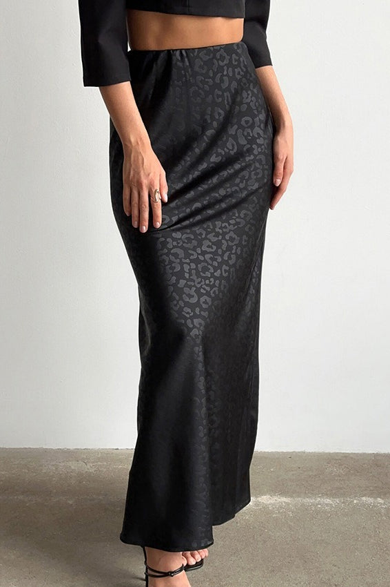 Leopard Print Satin Mermaid Skirt