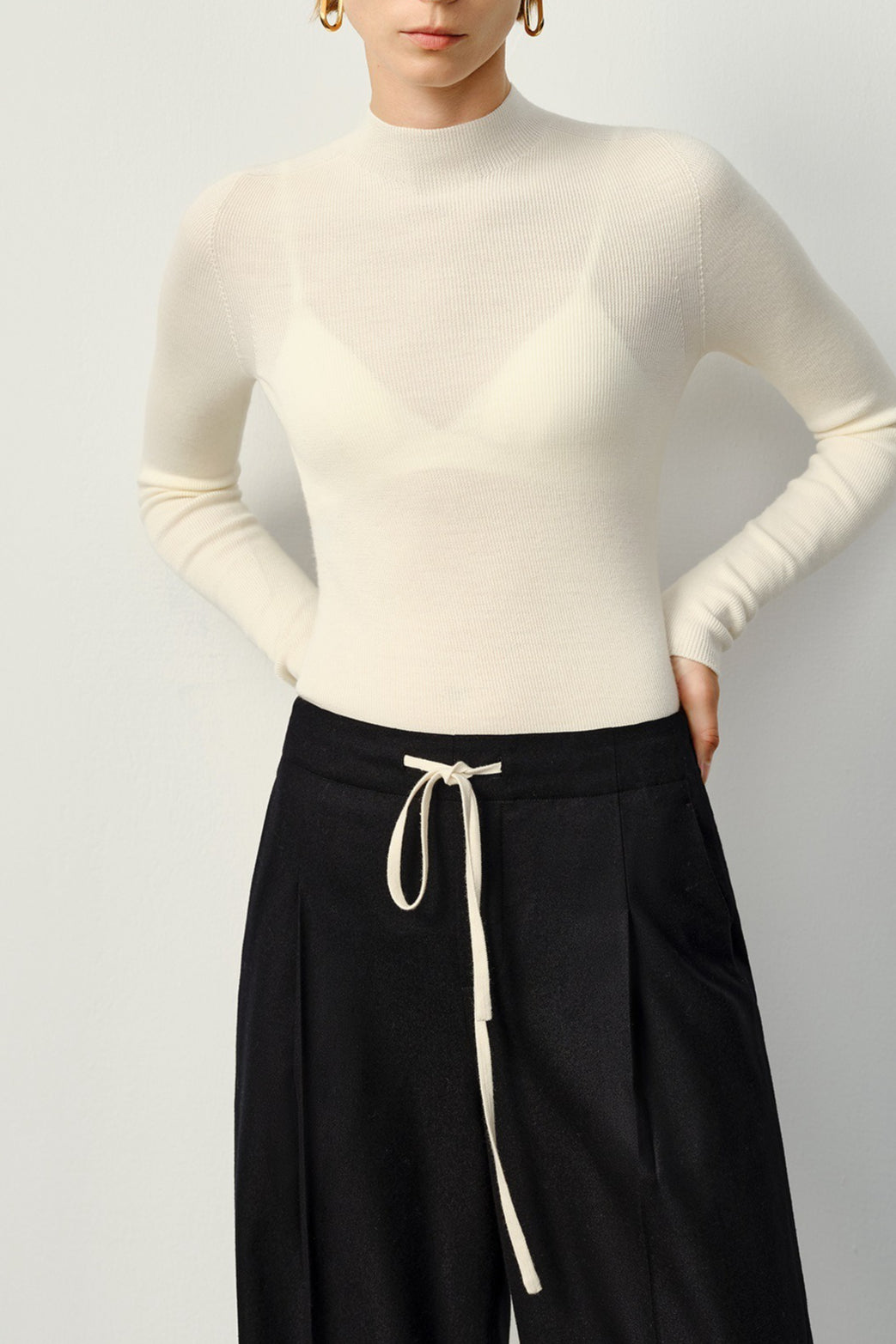 Seamless Merino Mock Neck Washable Knit Base Layer