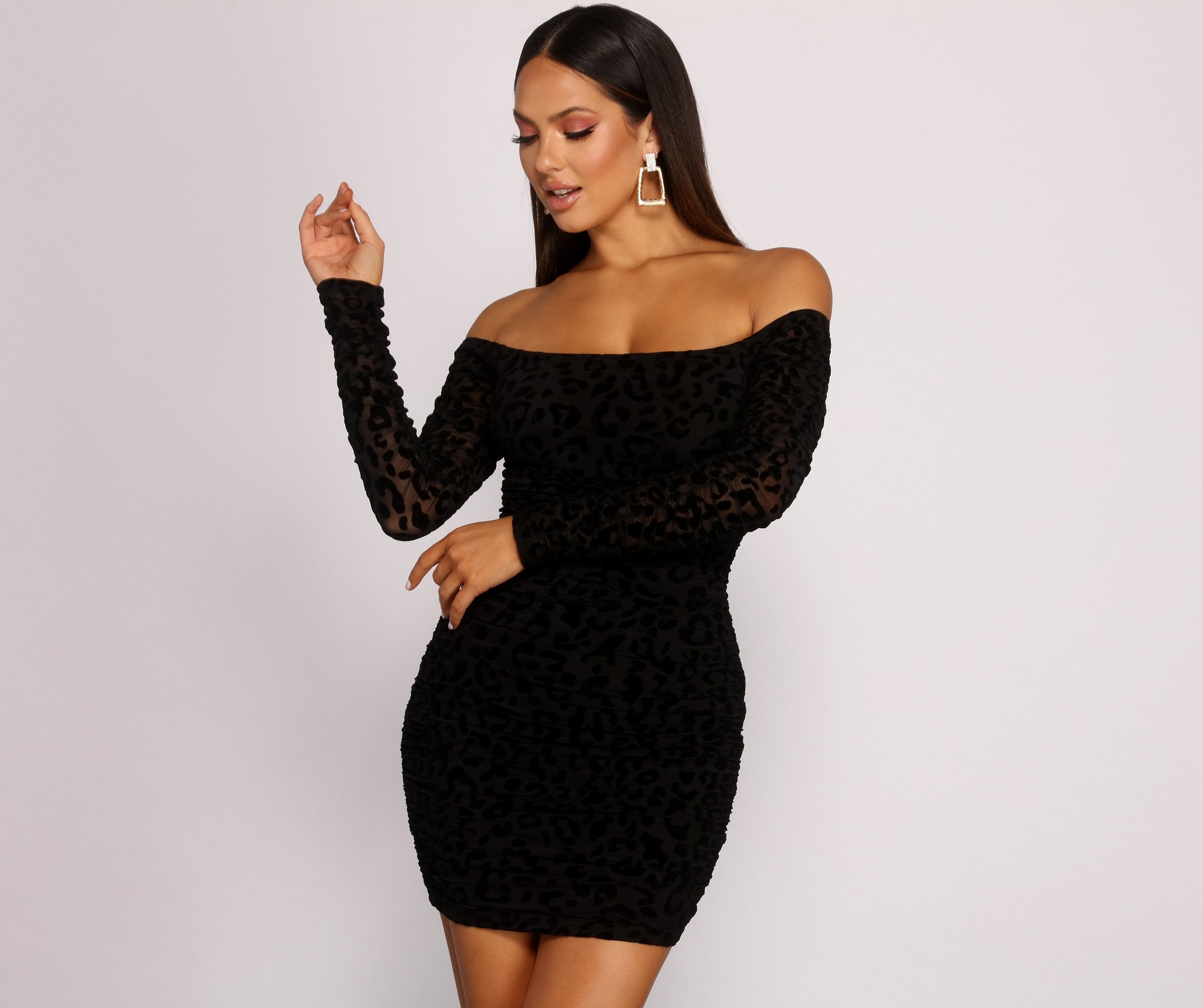 Burnout Mesh Leopard Charming Print Mini Dress Leopard / Xs Dressy Dresses