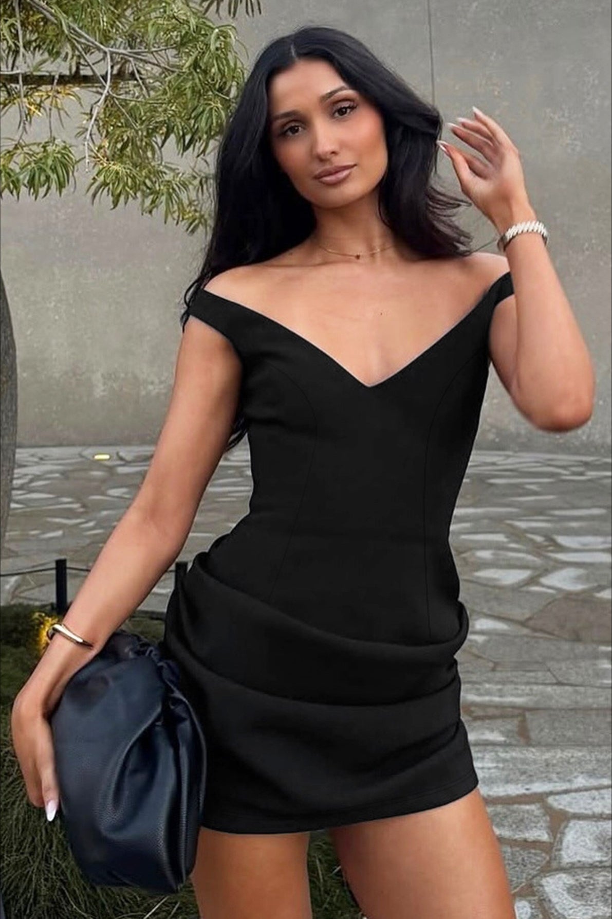 Sexy Deep V Solid Fitted Bodycon Party Dress