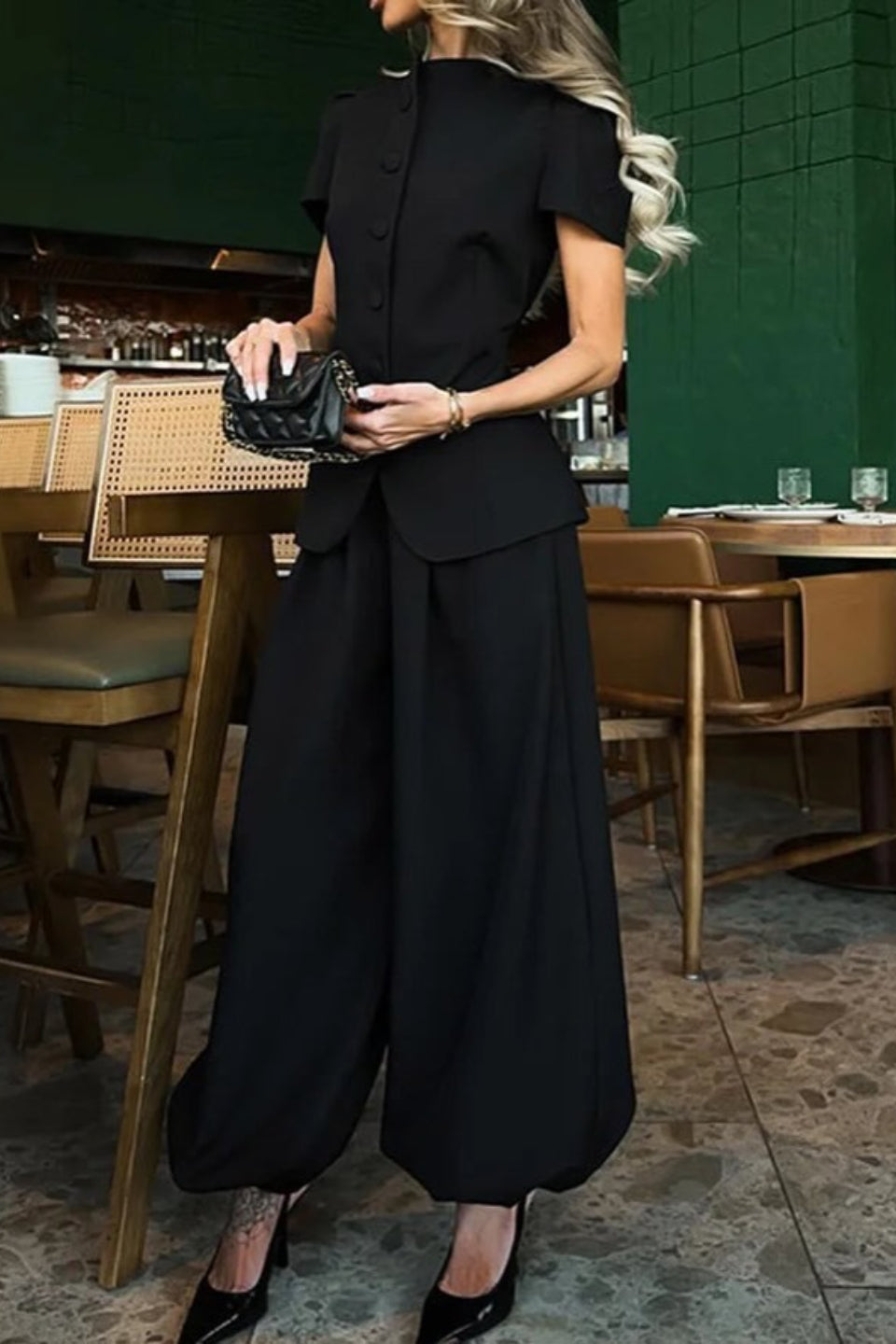 Elegant Jacket High Waist Two Piece Chic Work Set