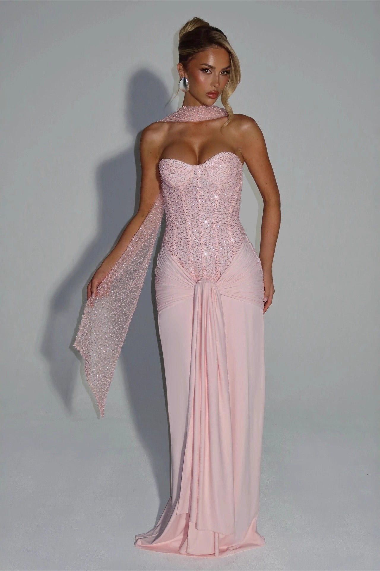 Strapless Ruched Zipper Slim Fit Formal Dress