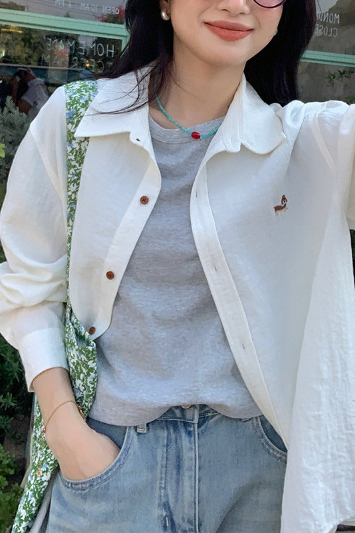 Linen Blend Embroidered Blouse