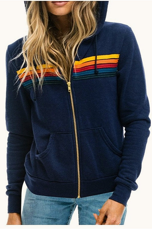 Rainbow Long Sleeve Casual Hoodie