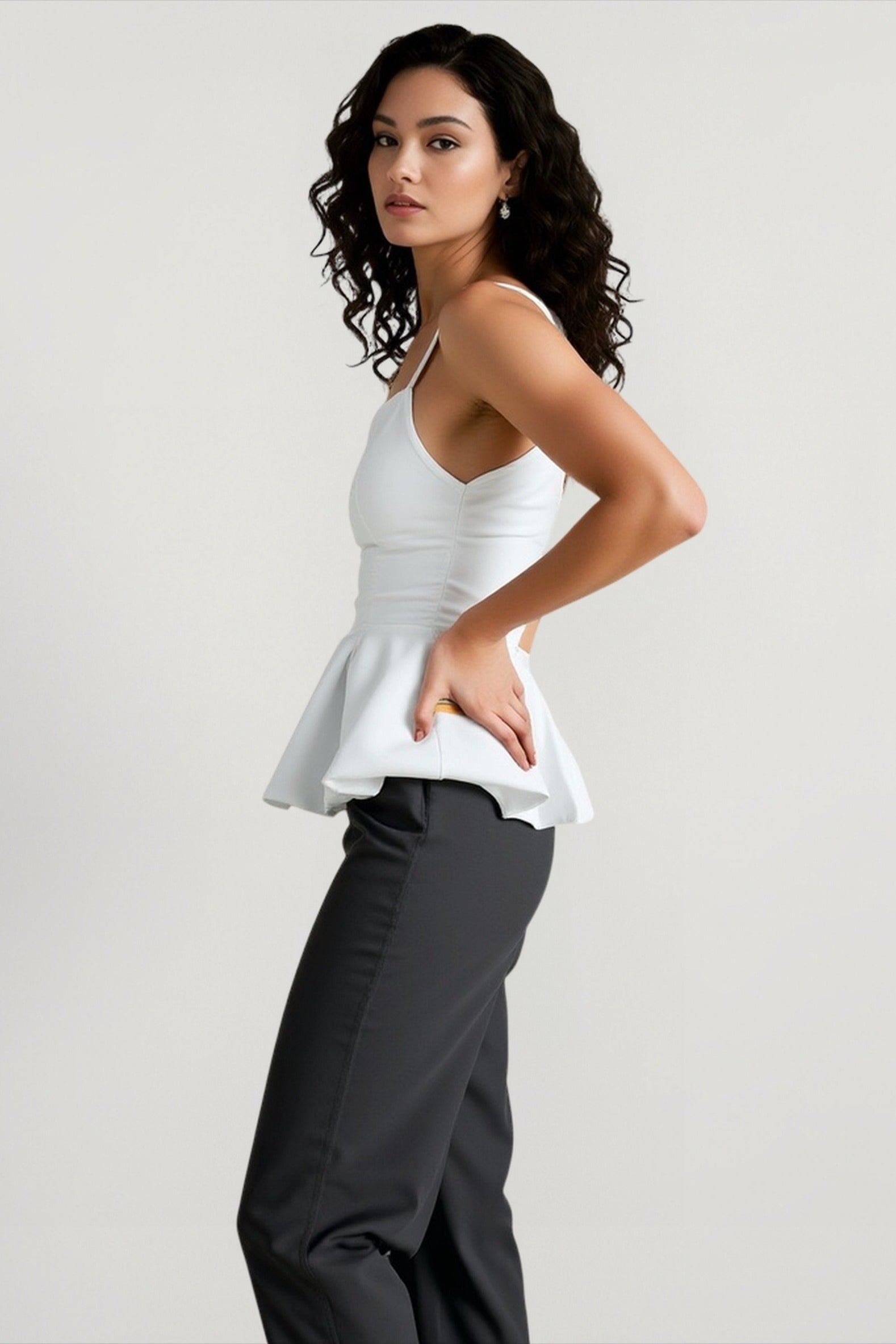 Satin solid waist cami top