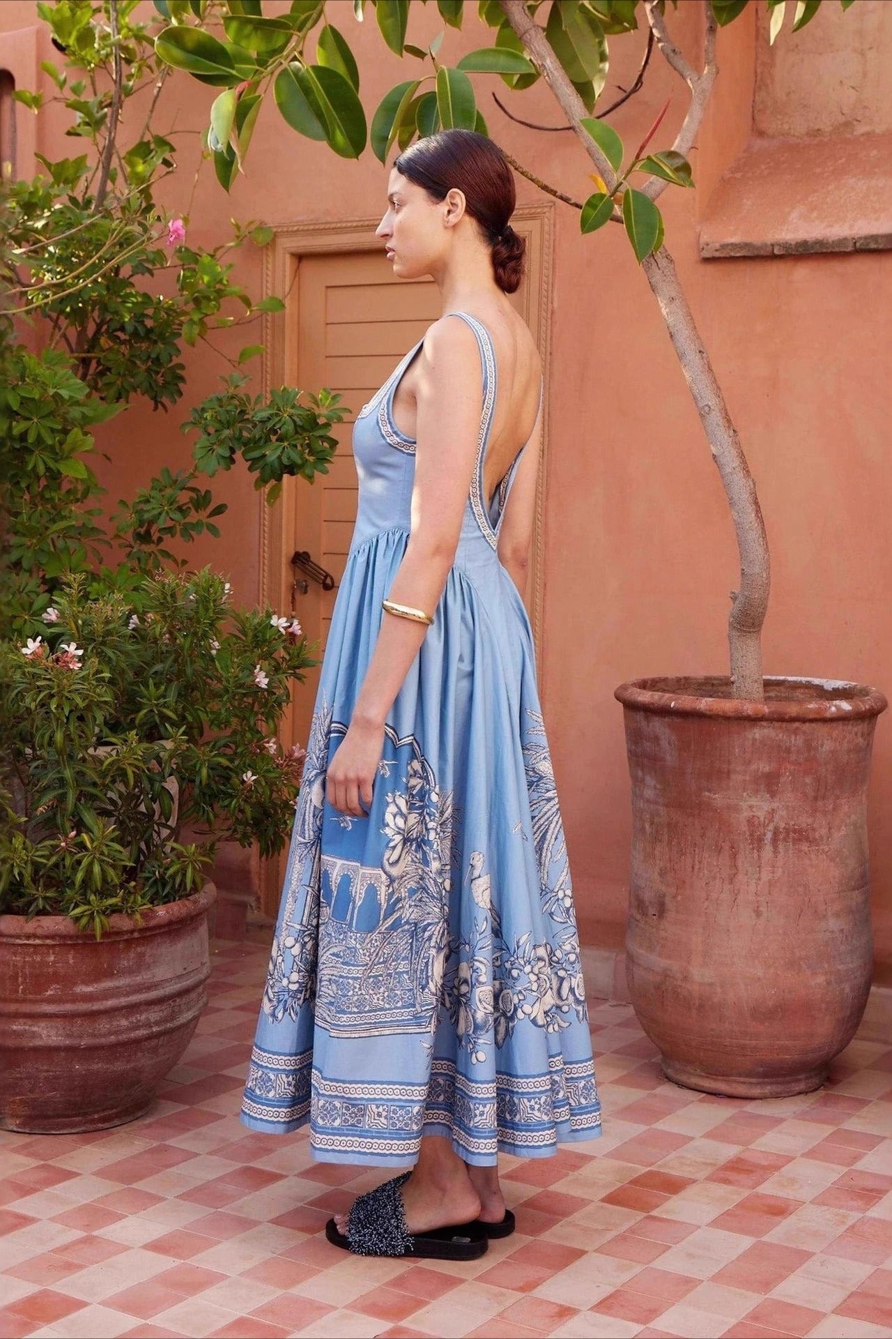 Printed Linen Relaxed Slip Dress