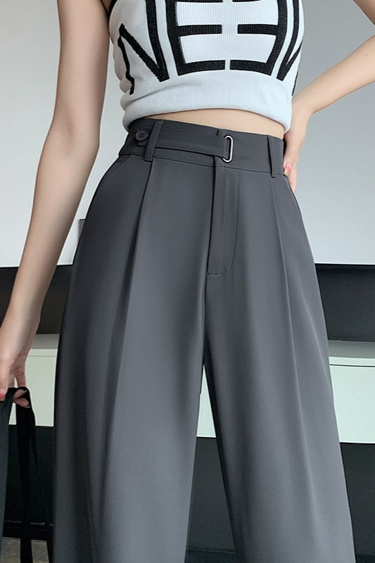 Fluid High Waist Narrow Wide Leg Straight Pants