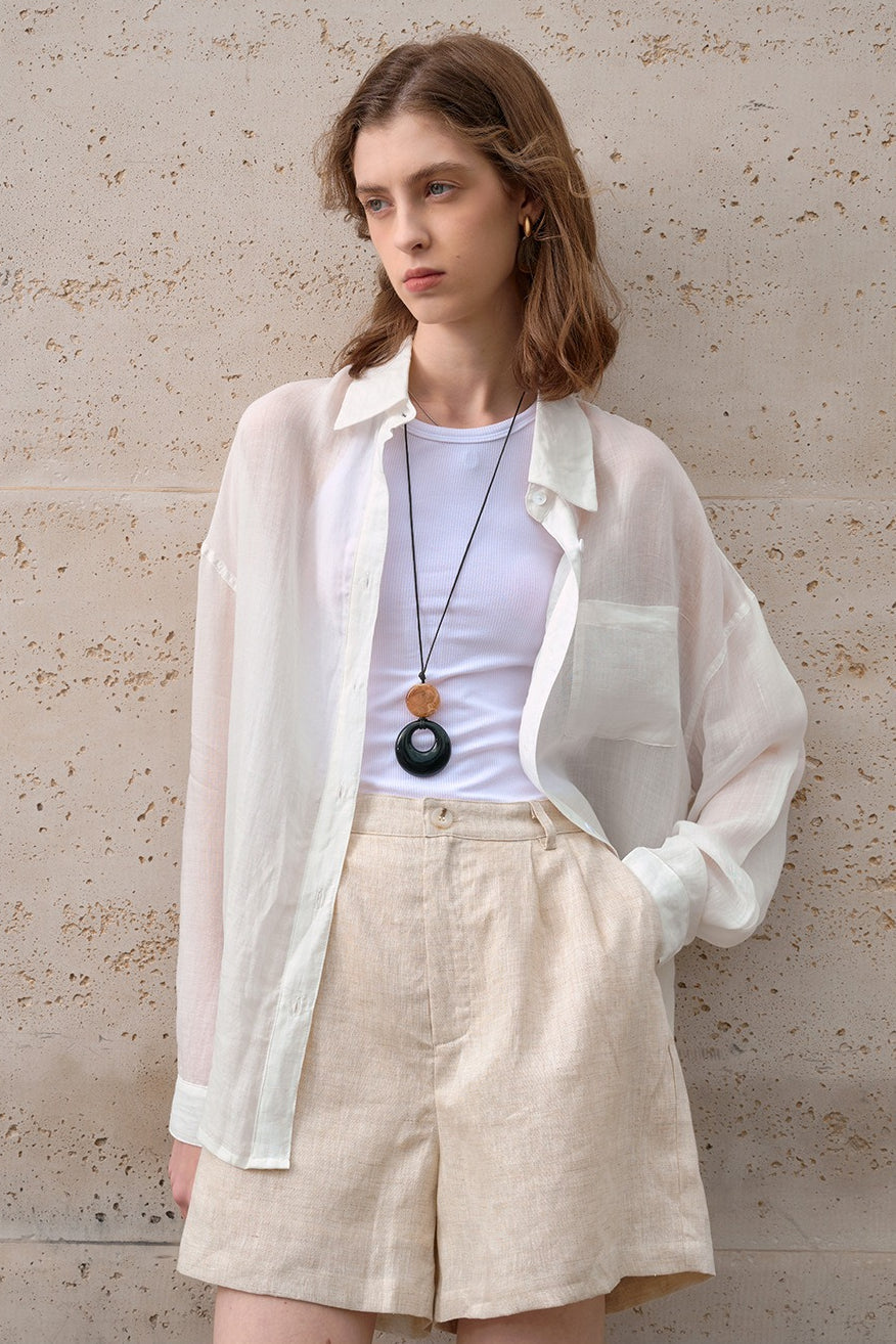 Linen High Waist Relaxed Pants