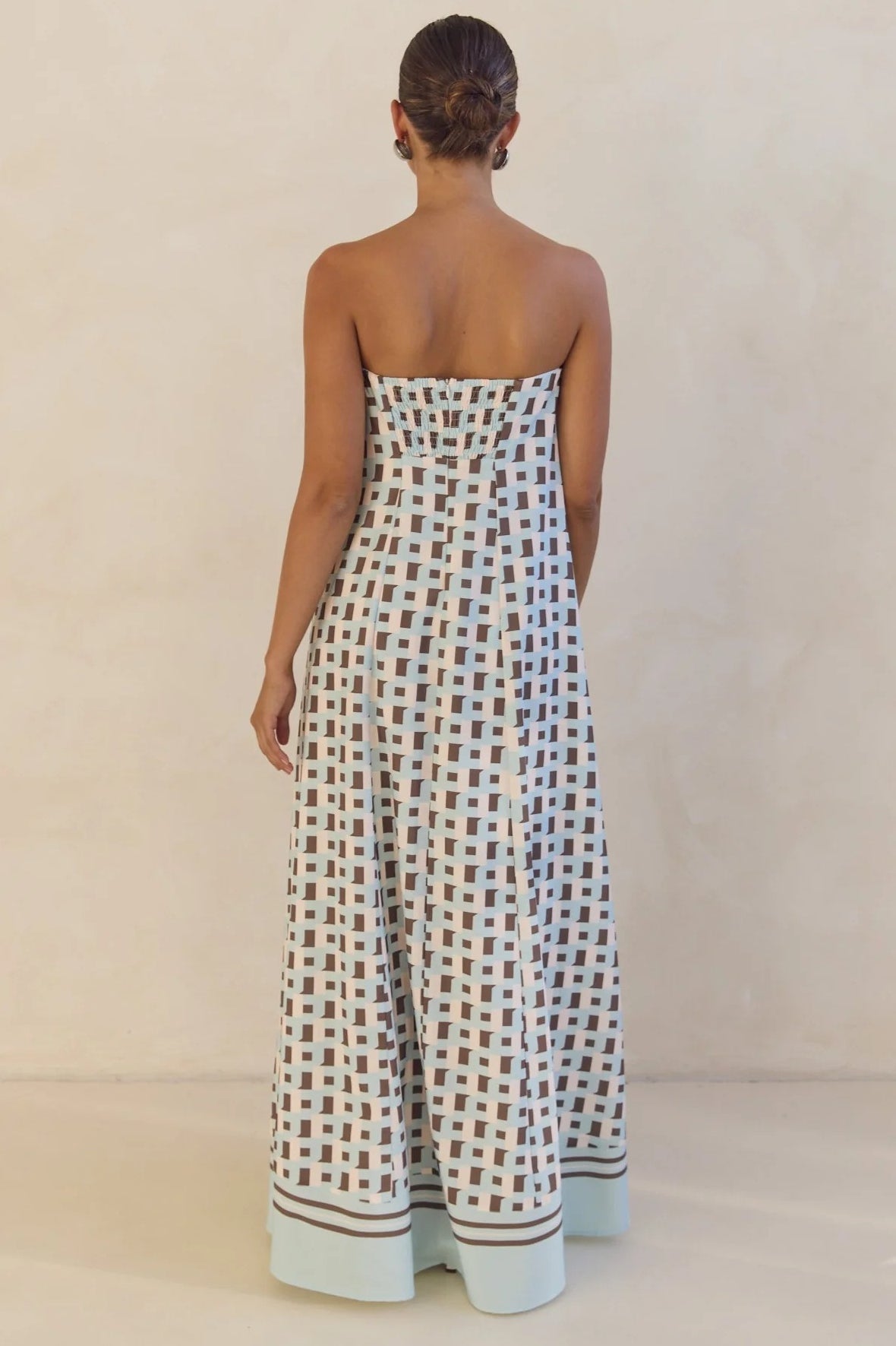 Strapless Contrast Band Hem A-Line Maxi Dress 18