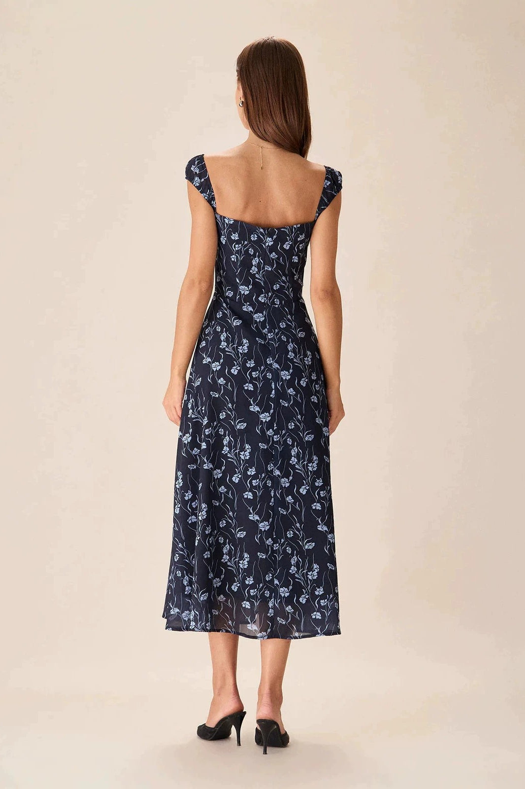 Elegant Vintage Slim Strap Printed Floral Dress
