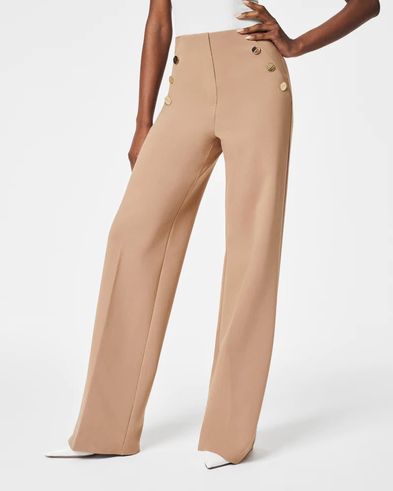 Button wide-leg flat T-shirt