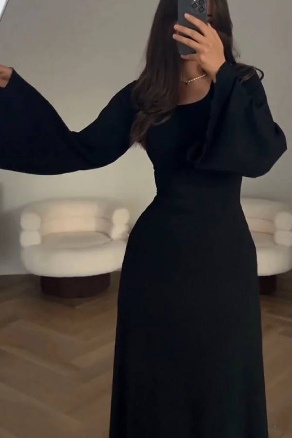 Teodora Minimalist Knitted Dress with Tie Belt Elevated Occasion Wear
