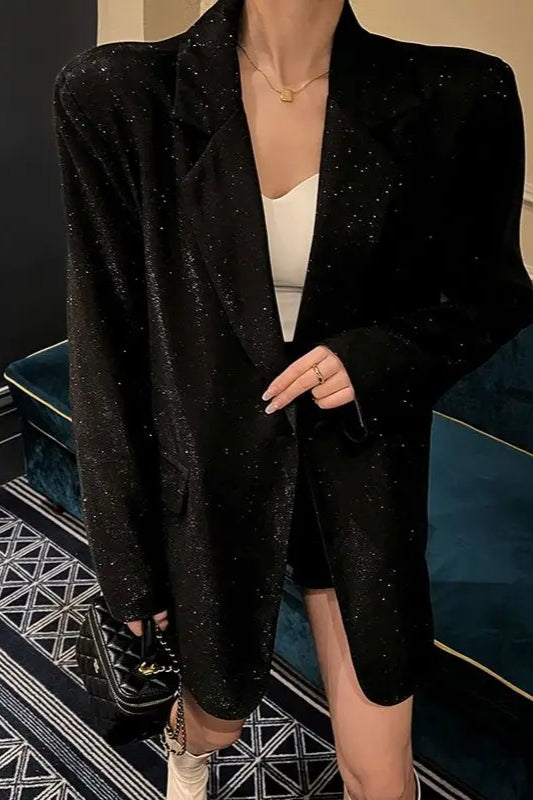 Chic SingleBreasted Sequin Blazer