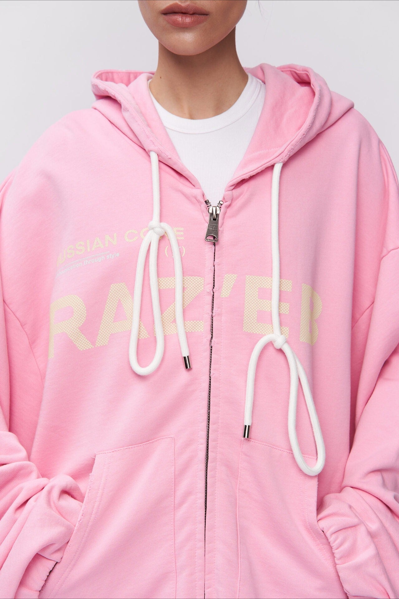 Pink Mid-length Letter Print Hoodie