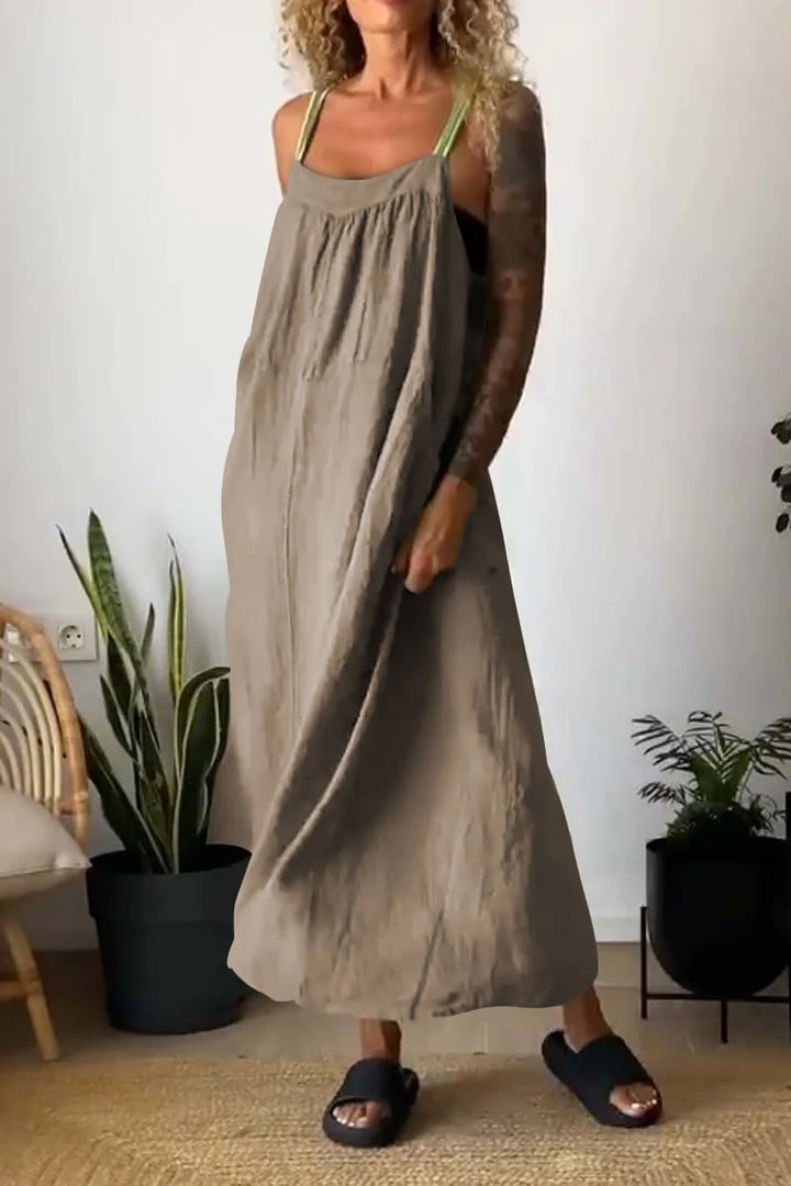 Simple Cotton Linen Sling Dress