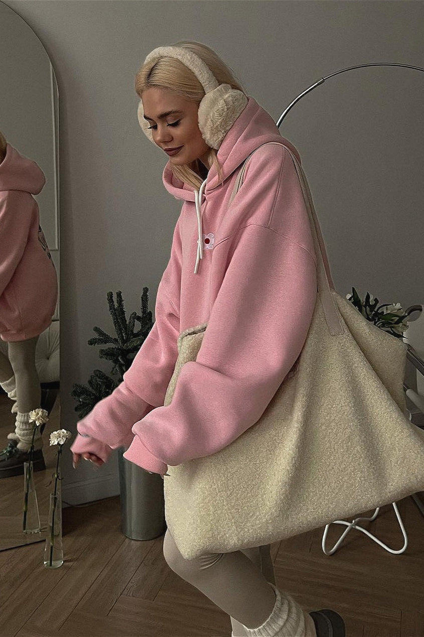 Embroidered Loose Short Hoodie