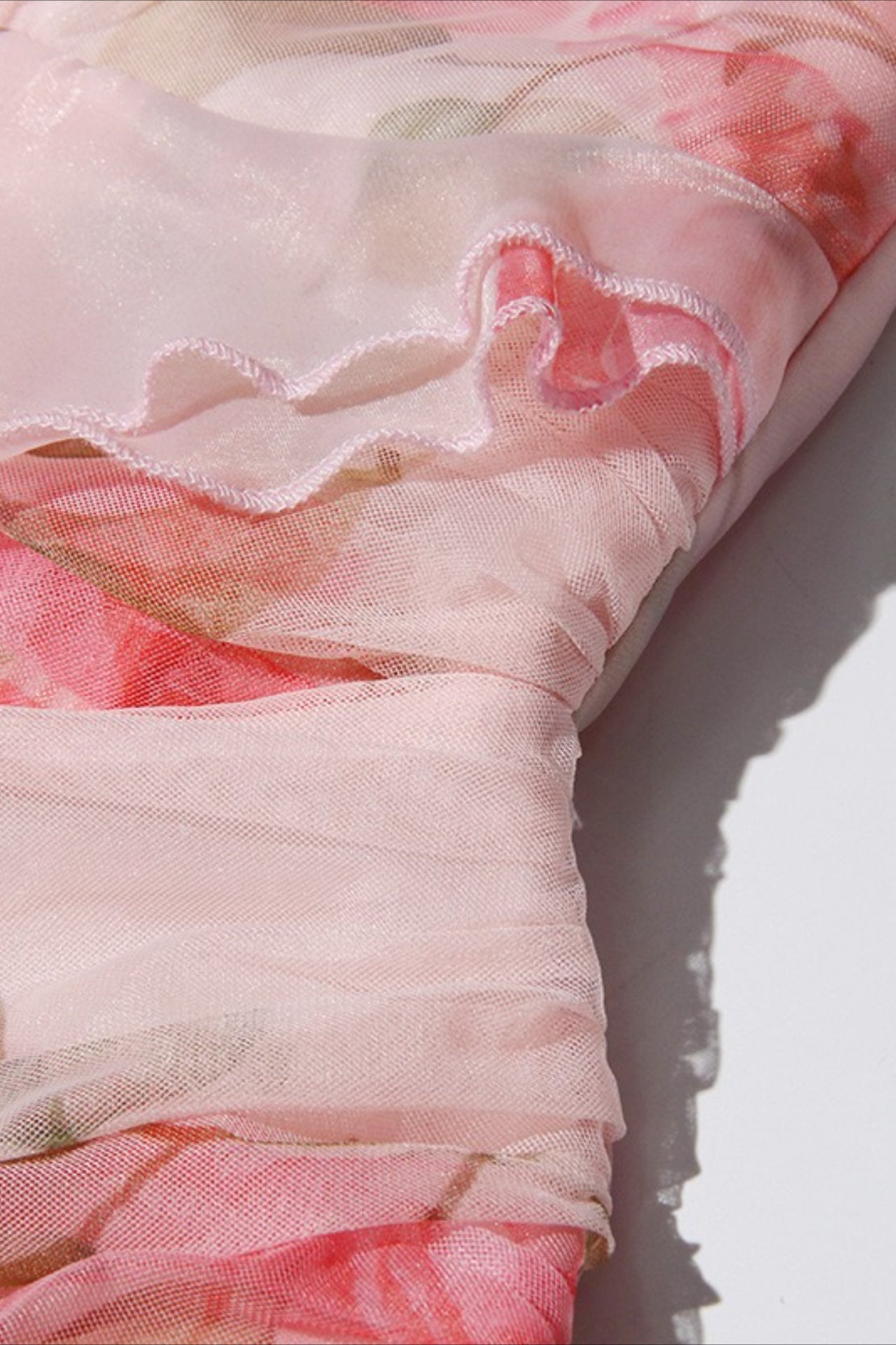 Pink Off Shoulder Sweetheart 3D Applique Floral Print A-Line Maxi Dress 7