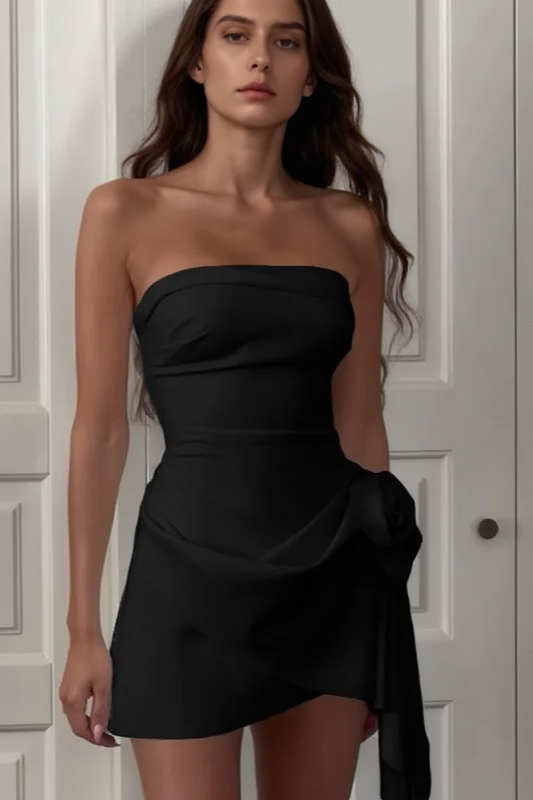 Floral Strapless Ruched Slim Party Dress