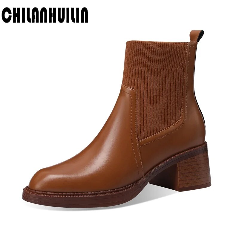 British style stretch slim fit sock boots