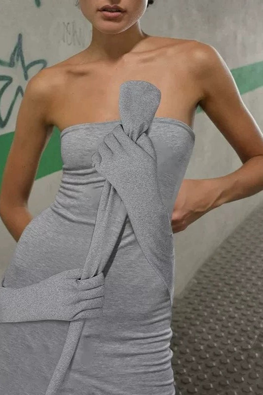 Tube Hand Ornament Slim Mini Bodycon Dress