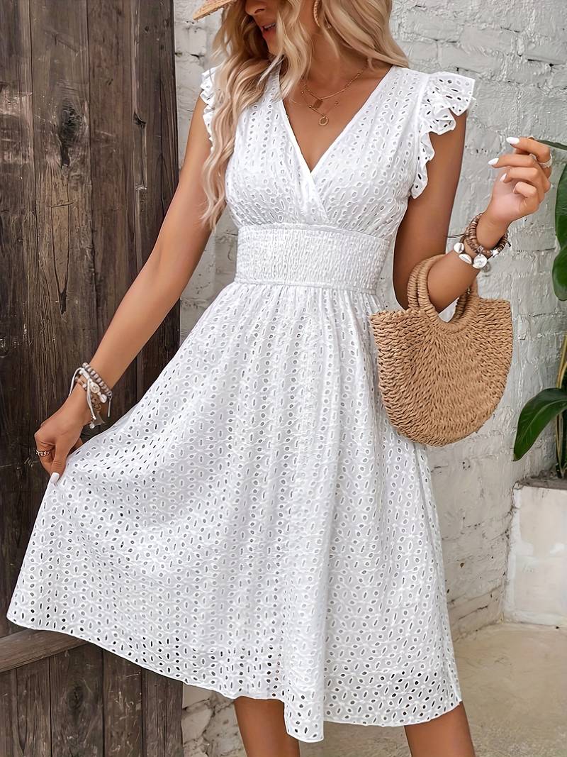 Mileva Eyelet Embroidered Casual Dress for Women Elegant Evening Look