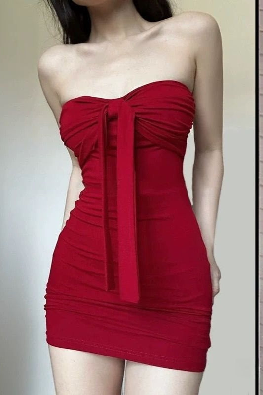 Tube Tie Sleeveless Mini Slim Bodycon Dress