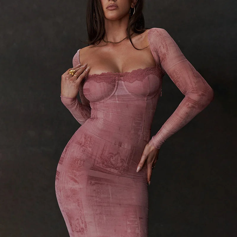 Gaudelia Aesthetic Pink Womendress Chic Silhouette Collection