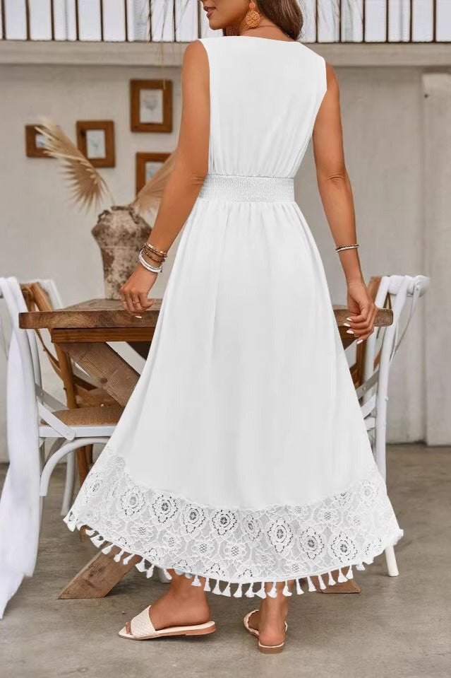 Spaghetti Strap V-Neck Flowy Boho Dress