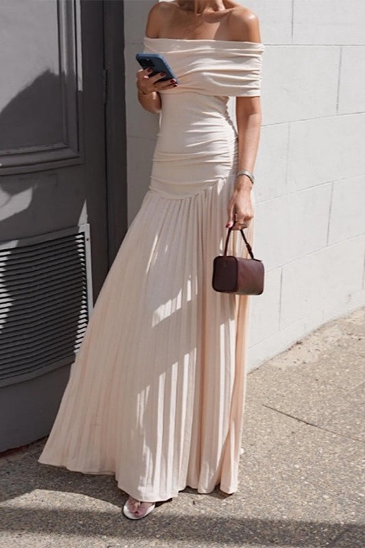 Off Shoulder Ruched Strapless Reception Dress