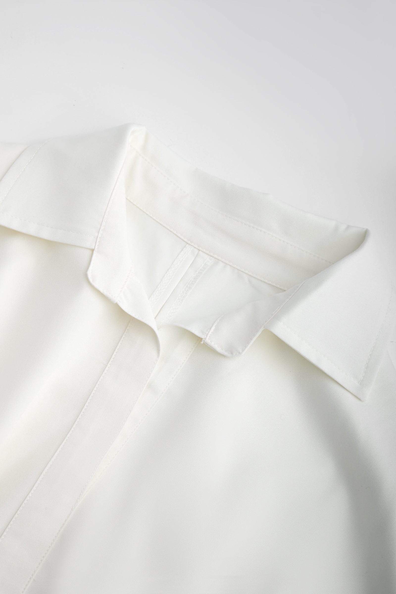 Adalie White Cinched Waist Shirt Dress