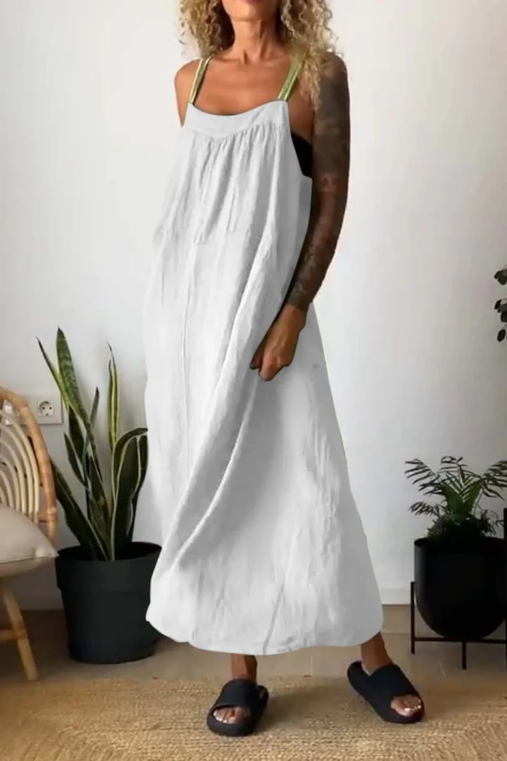 Simple Cotton Linen Sling Dress