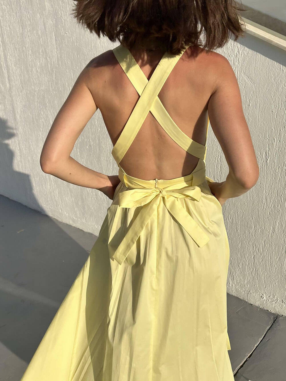Unique Side Slit Lace Up Pocket Vest Dress
